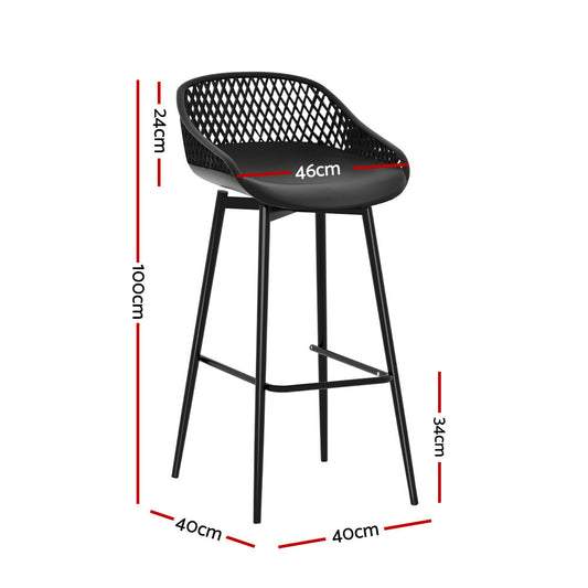 Gardeon 4x Outdoor Bar Stools Plastic Black