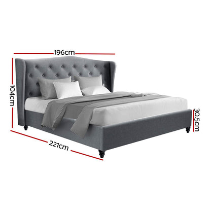 Artiss Bed Frame King Size Grey PIER