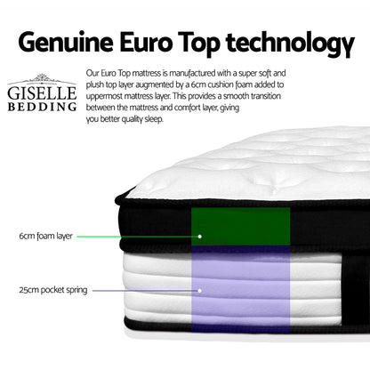 Giselle Bedding 31cm Mattress Euro Top Queen