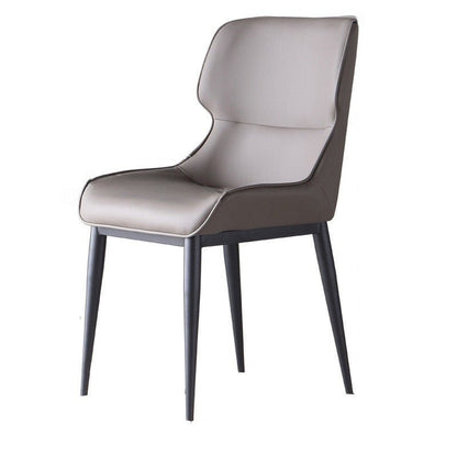 Dark Grey Italian Minimal List Dining Chairs PU Retro Chair Cafe Kitchen Modern Metal Legs x2