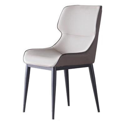 Light Grey Italian Minimal List Dining Chairs PU Retro Chair Cafe Kitchen Modern Metal Legs x2