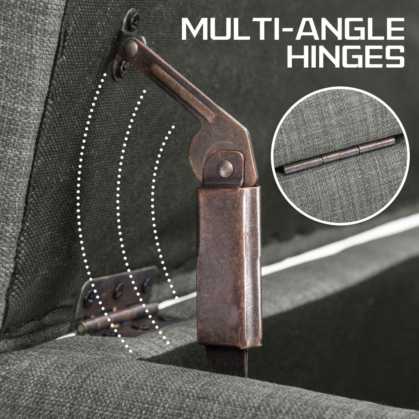 Storage Ottoman Stool 102cm Fabric DARK GREY