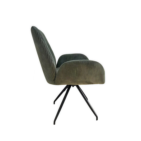 Dexter Linen Armchair – Green Upholstery with Powder-Coated Iron Legs