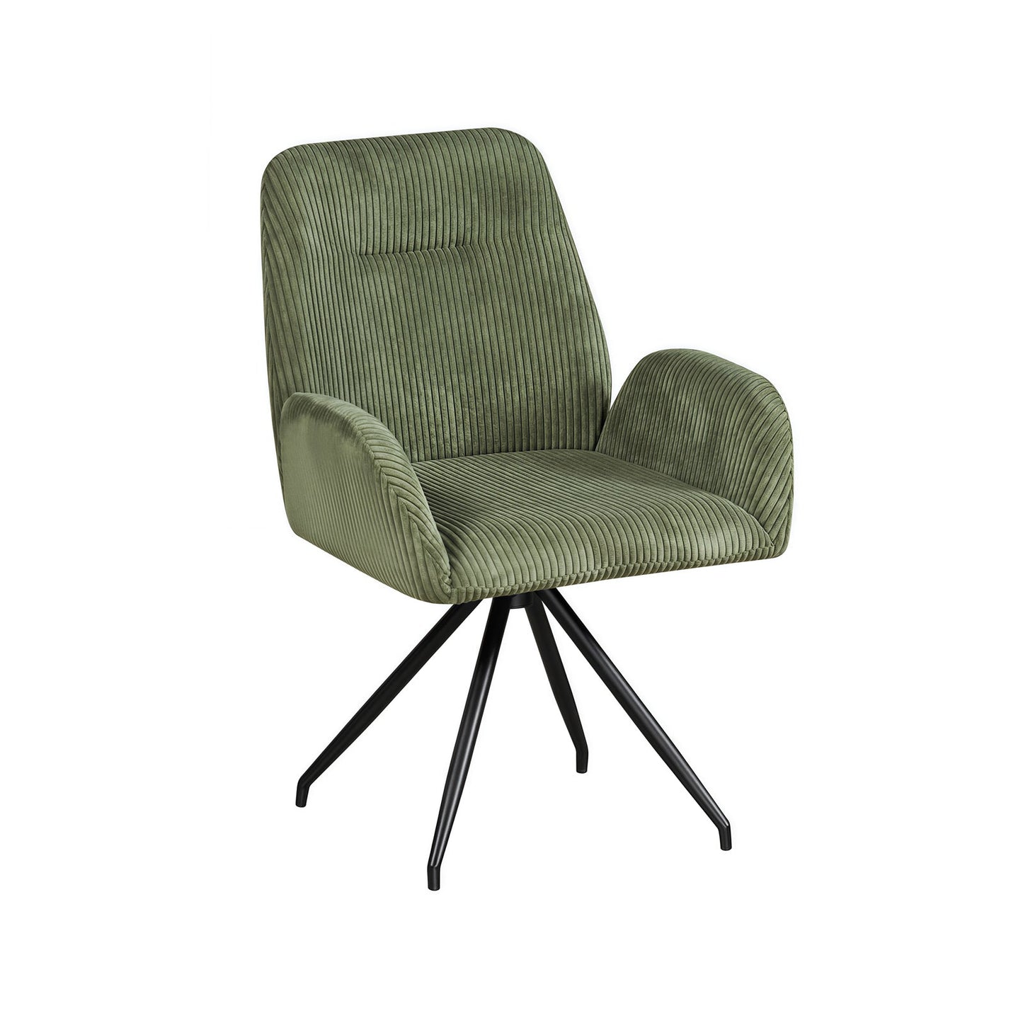 Dexter Linen Armchair – Green Upholstery with Powder-Coated Iron Legs