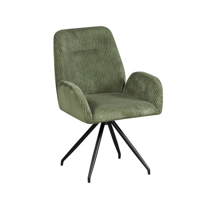 Dexter Linen Armchair – Green Upholstery with Powder-Coated Iron Legs
